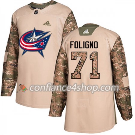 Adidas Maillot de Hockey Blue Jackets Nick Foligno 71 2017-2018 Camo Veterans Day Practice Authentic - Homme